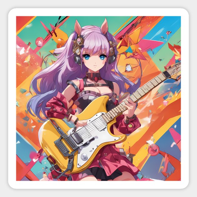 Bass Guitar Anime Magnet by animegirlnft